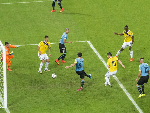 Partido Colombia vs. Uruguay, Brasil, 28 de junio de 2014. El gol de James Rodríguez contra Uruguay fue más que una anotación: fue un instante colectivo que quedó grabado en la memoria de todo un país