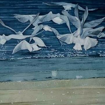 Mariella Busi De Logu, “Terra promessa”, acquarello, 1996