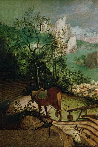 Pieter Brueghel el Viejo, Paisaje con la caída de Ícaro (1582 a 1625, detalle)