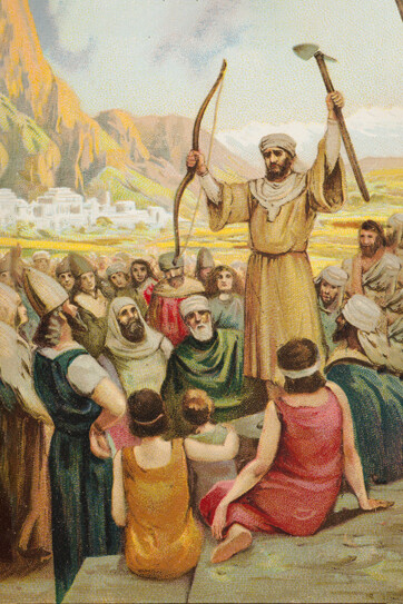 Liebig Chromos. Carta de colección, Serie 1347, Zaratustra (Zoroastro), Nº 5: Maestro y reformador. 1936