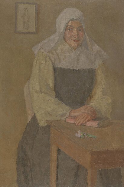 Gwen John, Mère Poussepin seated at a table (detail). Courtesy of National Museum Cardiff