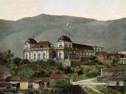 Antiguo dibujo del Palacio de Miraflores, sede del gobierno venezolano