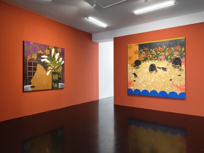 Zandile Tshabalala, Don’t let me fall, exhibition view. Courtesy of Galerie Nagel Draxler