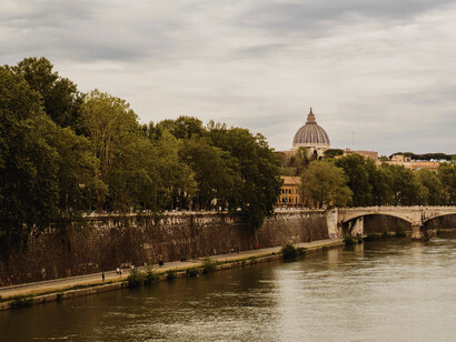 Rising in the Apennine Mountains of Emilia-Romagna, the Tiber flows for 406 kilometers through Tuscany, Umbria, and Lazio, joined by the River Aniene before reaching the Tyrrhenian Sea between Ostia and Fiumicino