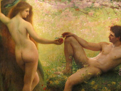 Gustave-Claude-Étienne Courtois  (1852–1923), Adam and Eve, garden of Eden