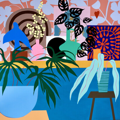 Mary Finlayson, Flowers on the wall. Courtesy of JoAnne Artman Gallery