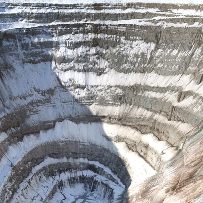 The Mirny mine in Siberia is one of the world’s largest open-pit diamond mines