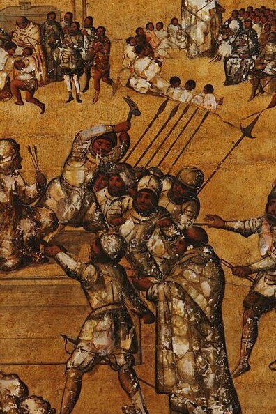 "La conquista de México: Tabla IV", Miguel González