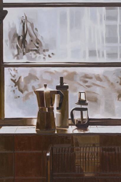 Mike Silva, Kitchen window (Moka pot), 2025. Courtesy of Anton Kern Gallery