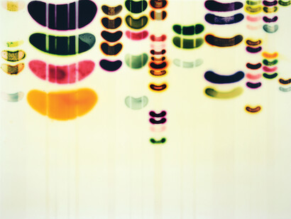 Jaq Chartier, Large Infusion, 2014, acrylic, stains & spray paint on wood panel, 76.2 x 101.6 cm