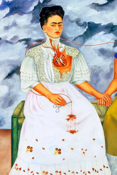 Frida Kahlo, Las dos Fridas (1939, detalle)