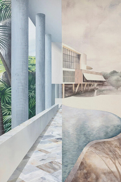 Aline Setton, Desenhar o espaço e habitar a cor. Cortesia da Galeria Murilo Castro