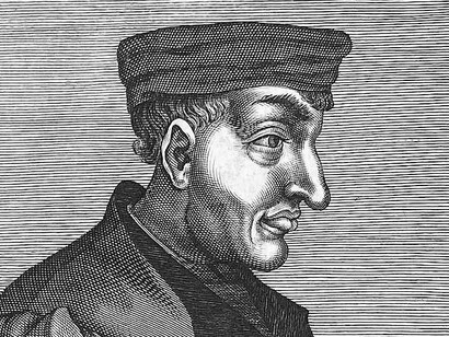 Ritratto a mezzo busto di Giasone Del Maino, giurista italiano, inciso su rame da Nicolas de Larmessin; tratto dal libro Académie Des Sciences Et Des Arts di Isaac Bullart, pubblicato ad Amsterdam da Elzevier nel 1682