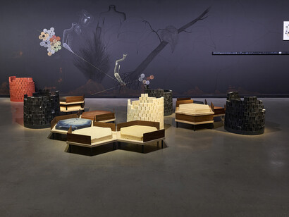 Otobong Nkanga, I dreamt of you in colours, exhibition view. Courtesy of Musée d’Art Moderne de Paris