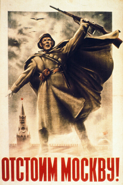 Poster soviético “Defender Moscú”