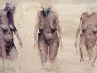 Alessandro Papetti, Trasparenze-Trittico,2013,acrilico su carta,cm 150x305
