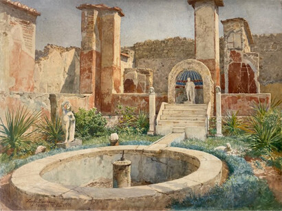 Luigi Bazzani, Casa di Marco Lucrezio, 1901. Per gentile concessione del Museo Archeologico Nazionale