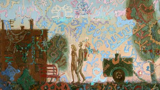 Alexey Akindinov, "Patrones de una cita nocturna", óleo sobre lienzo, 1998