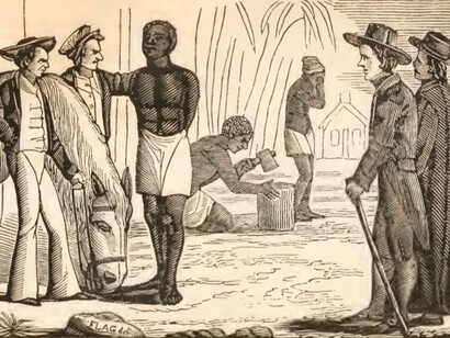 "Exchanging Citizens for Horses", also by George Bourne, shows one of the many situations where the enslaved were exploited