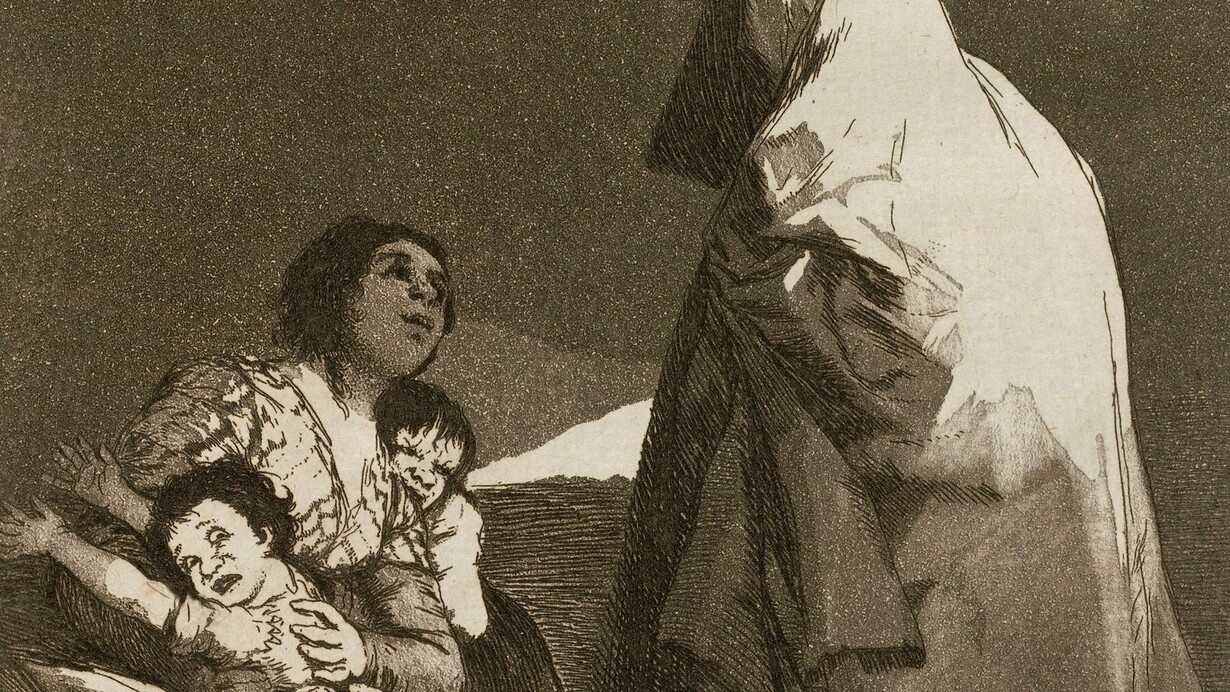 Francisco Goya, "Que viene el coco", ilustración perteneciente a la serie "Los caprichos", 1797-1798