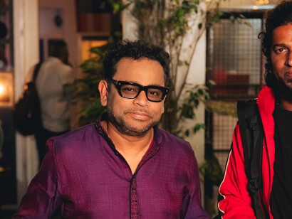 Visitors at A. R. Rahman’s studio, taking time to wish him in person during a yearly gathering