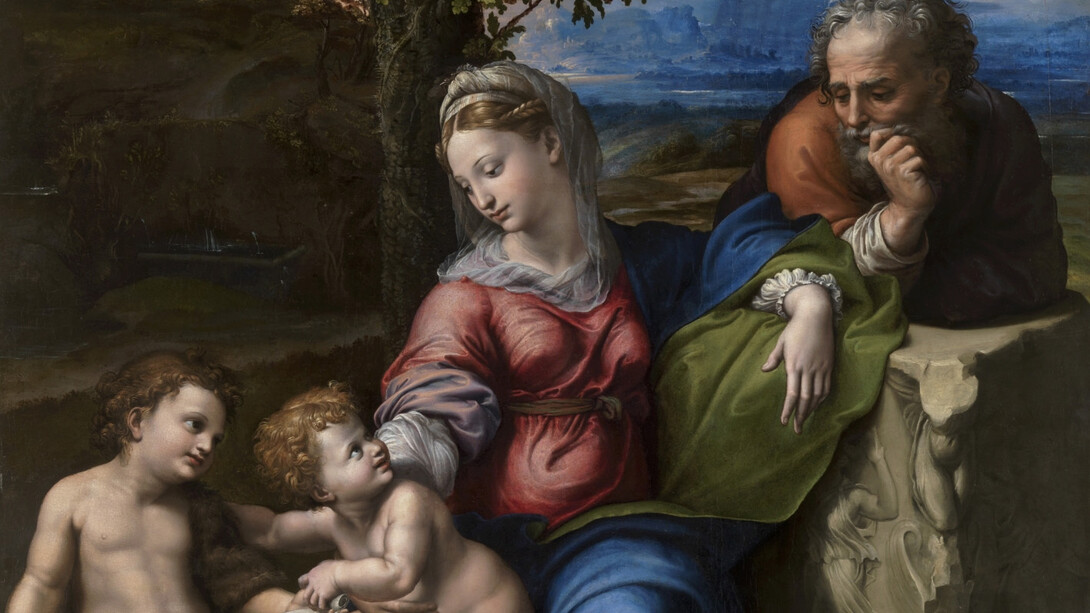 Giulio Romano (Giovanni Francesco Penni); Raphael (Raffaello Sanzio), The holy family under an oak tree (detail), 1518 - 1520. Courtesy of Museo Nacional del Prado