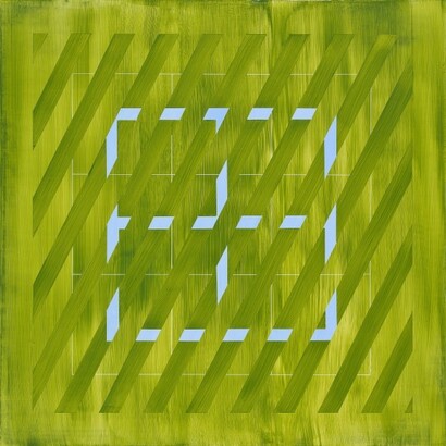 Betsy Kaufman, Untitled (Bright green wash cross grid), 2010. Courtesy of Bookstein Projects