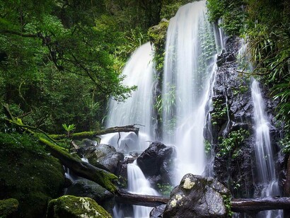 Le cascate Chalahn lungo il torrente Toolona nel Parco Nazionale di Lamington, Queensland, Australia