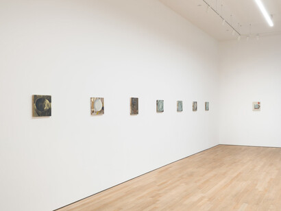 Phoebe Helander, Paintings from the orange room, exhibition view. Courtesy of P·P·O·W