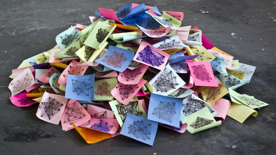 Maria Teresa Ortoleva, Leaves, Matter as an aggregate of images, 8x8cm each, mixed media