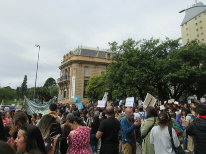A multigenerational crowd stands shoulder to shoulder to protect the future of Argentina’s universities