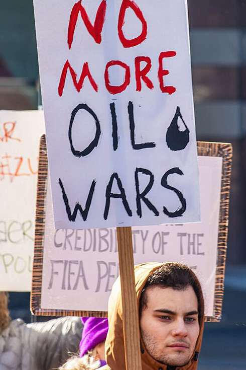 Protesta tras el secuestro de Maduro y las declaraciones de Trump. Columbus, Ohio, Estados Unidos, enero de 2006