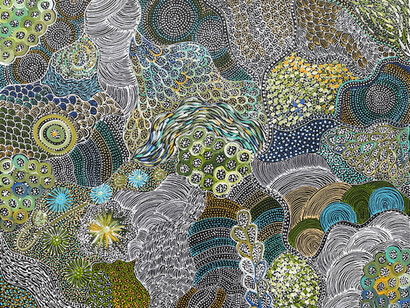 Janet Golder Kngwarreye, Bush yam. My country (detail). Courtesy of Japingka Gallery