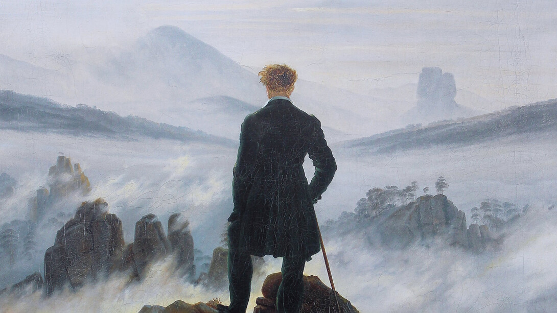 Caspar David Friedrich, El caminante sobre el mar de nubes (1818, detalle)