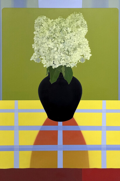 Sarah Pater, Hydrangeas (twin targets), 2025. Courtesy of Sarah Pater and Pentimenti, Philadelphia, PA