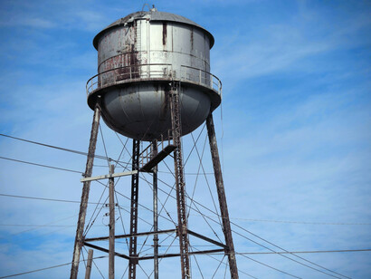 Steel water tank in Rankin, Texas, United States