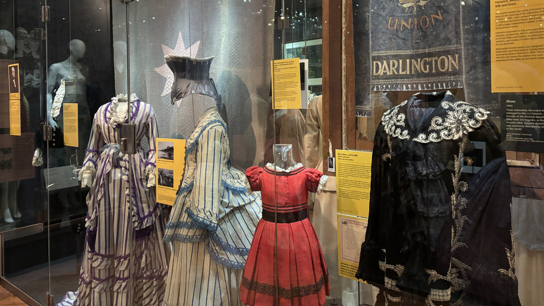 Dressed for departure: fashion in the age of rail, exhibition view. Courtesy of the Bowes Museum ©The Bowes Museum, County Durham. Photography by Claire Collinson