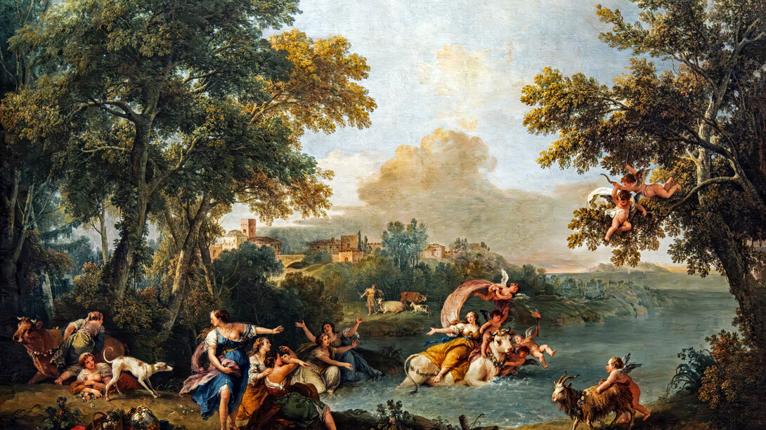 Francesco Zuccarelli (1702–1788). «El rapto de Europa», 1740-1750, óleo sobre lienzo. Galerías de la Academia, Venecia, Italia