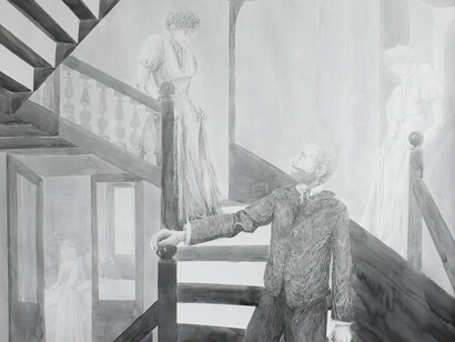 Elina Kulich, Cécile et Guillaume Dubufe dans l’escalier (détail). Avec l'aimable autorisation du Musée Jean-Jacques Henner © Elina Kulich