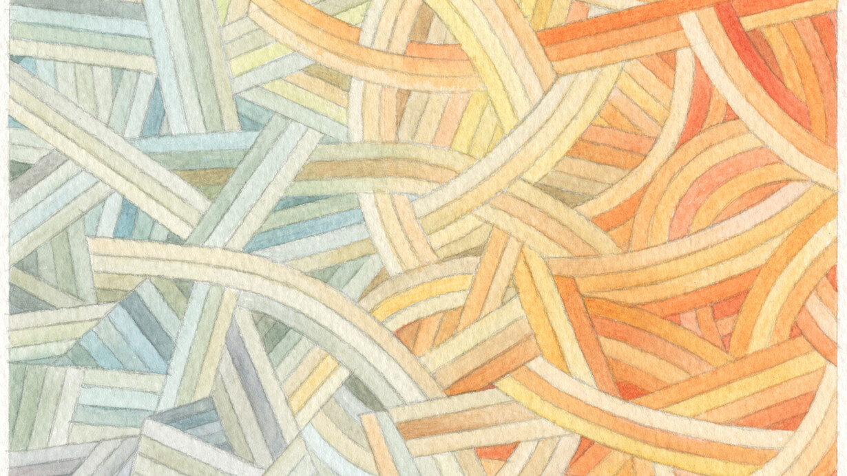 Takami river confluence, watercolour 16 × 12 cm, Mark Weighton 2025