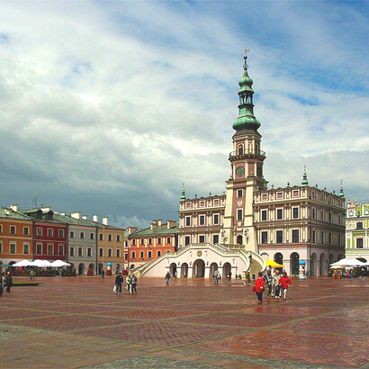 The Great Market Square in Zamość, located in the center of the Old Town, is the city’s main square and measures 100 by 100 meters