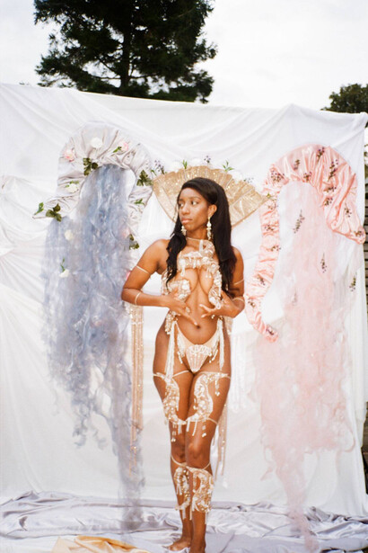 Maya Scarlette, The birth of Venus carnival costume, 2024. Courtesy of V&A Museum of Childhood © Photo by Tanasha Chege