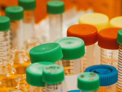 Laboratory equipment arranged in a rack: essential tools for health research