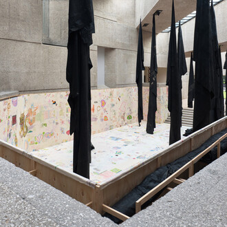 Oscar Murillo, Spirits in the swamp, exhibition view. Courtesy of Museo Tamayo