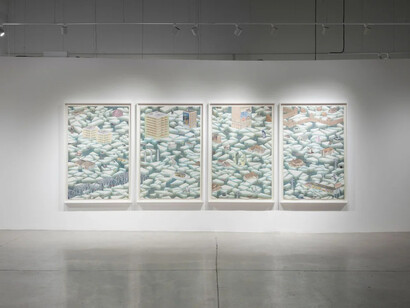 Simon Hughes, The fire, the flood and all the feelings, vue de l'exposition. Avec l'aimable autorisation de la Blouin Division