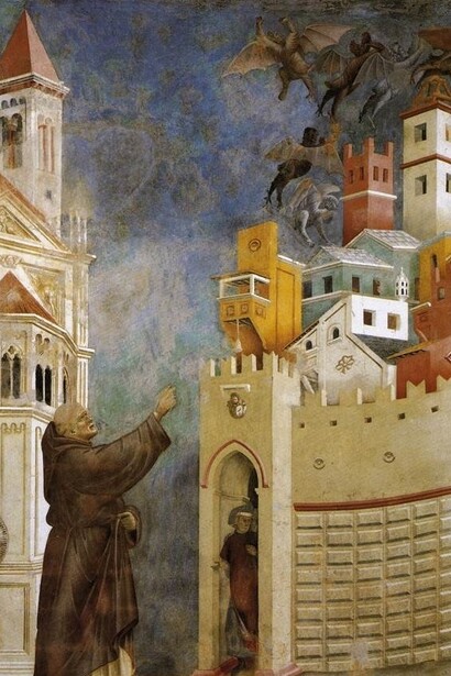 Giotto, "San Francesco libera Arezzo dai demoni", XIII secolo, Basilica Superiore di San Francesco, Assisi, Italia