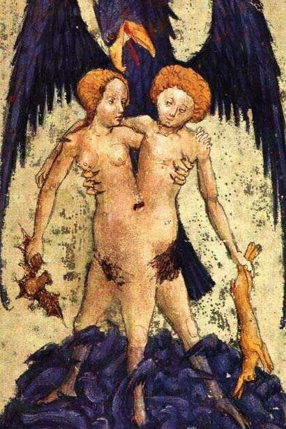 Illustrazione di un ermafrodita tratta da "Aurora consurgens", XV sec