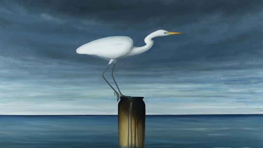 David Kroll, Seascape egret and vase (detail), 2025. Courtesy of Lisa Sette Gallery