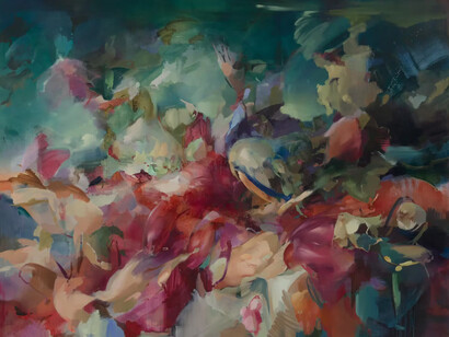 Flora Yukhnovich, Don't just stare at it, eat it (detail), 2025. Courtesy of Hauser & Wirth Gallery