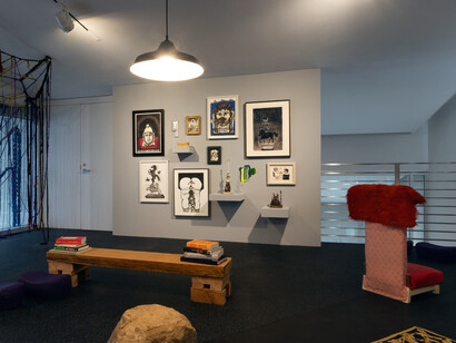 Sheila Pepe, When and where we rest, exhibition view. Courtesy of Tang Museum